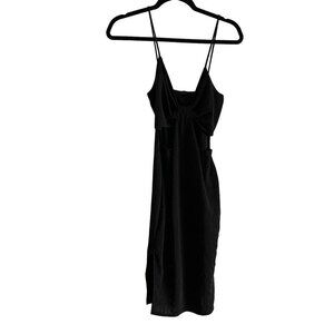 21 Saints Women SZ M Black Twist Cutout Front Spaghetti Strap Bodycon Dress